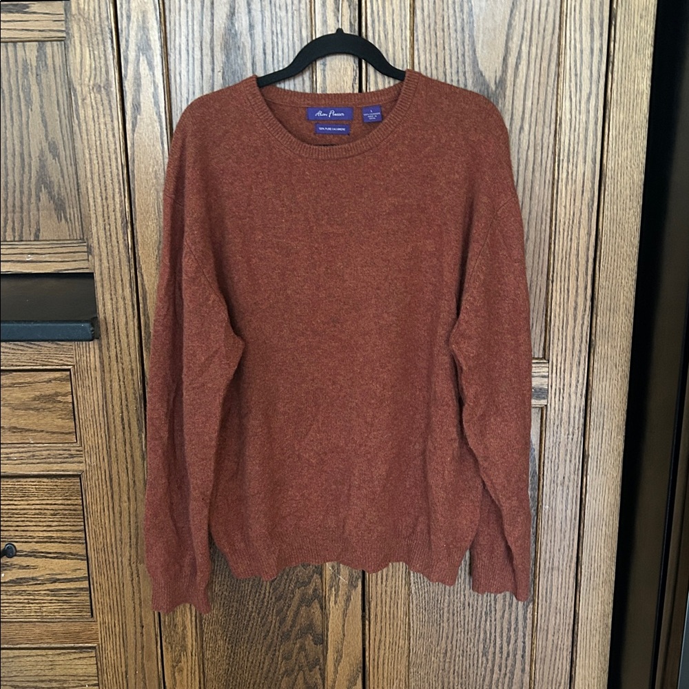 Alan Flusser‎ Men's 100% Cashmere Sweater Pullover Crew Orange